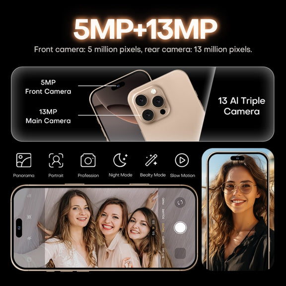 i16 Pro Max / A08A, 3GB+64GB, 6.73 inch Screen, Face Identification, Android 8.1 MTK6753 Octa Core, Network: 4G, Dual SIM, EU Plug (White)