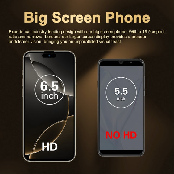 i16 Pro Max / Q5A, 6GB+128GB, 6.5 inch Screen, Face Identification, Android 10 MTK6762 Octa Core, OTG, NFC, Network: 4G, Dual SIM, EU Plug (White)