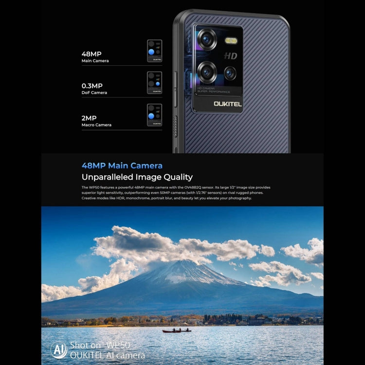Oukitel WP50 5G Rugged Phone, 4GB+256GB, 6.6 inch Android 14.0 MediaTek Dimensity 6100+ Octa-core, NFC, OTG, Network: 5G (Black)
