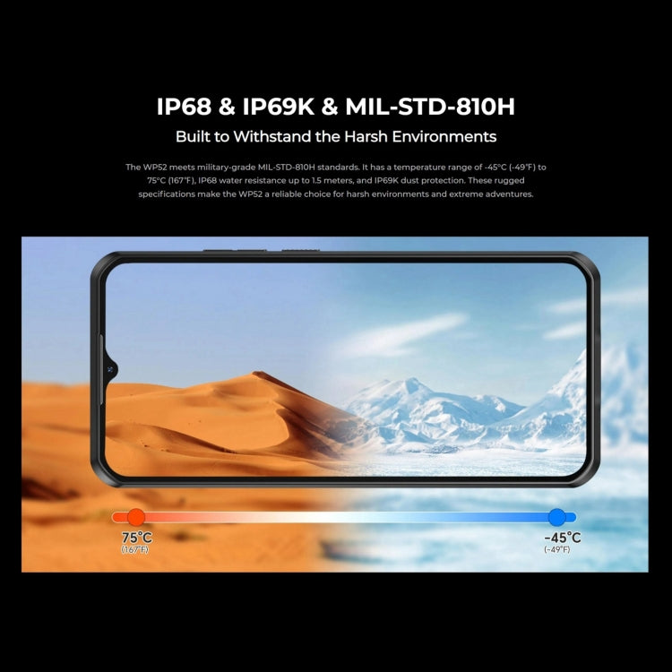 Oukitel WP52 5G Rugged Phone, 4GB+256GB, 6.6 inch Android 14.0 MediaTek Dimensity 6100+ Octa-core, NFC, OTG, Network: 5G (Navy Blue)