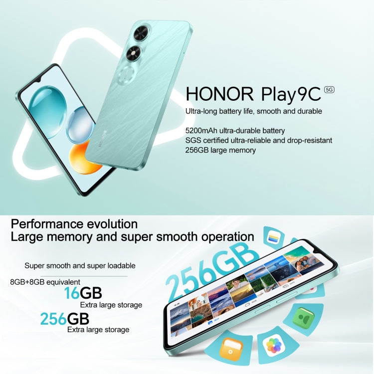 Honor Play9C 5G, 6GB+128GB, Side Fingerprint, 6.56 inch MagicOS 8.0 Dimensity 6100+ Octa Core, Network: 5G, OTG, Not Support Google Play (Black)