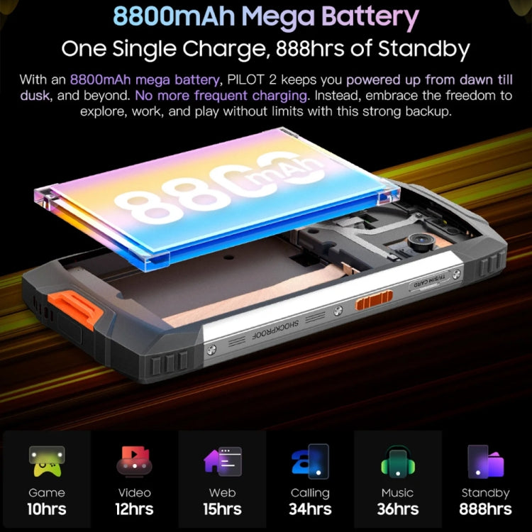 Blackview Oscal PILOT 2, 8GB+256GB, IP68/IP69K/MIL-STD-810H, 6.5 inch Android 14 MediaTek MT6789 Octa Core, Network: 4G, OTG, NFC (Orange)