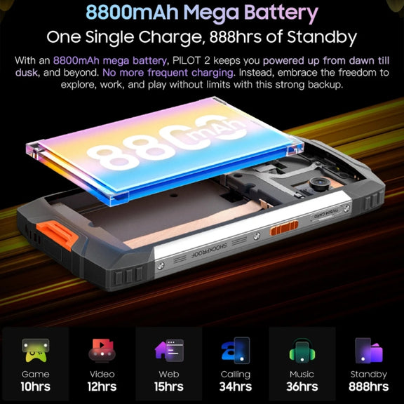 Blackview Oscal PILOT 2, 8GB+256GB, IP68/IP69K/MIL-STD-810H, 6.5 inch Android 14 MediaTek MT6789 Octa Core, Network: 4G, OTG, NFC (Orange)