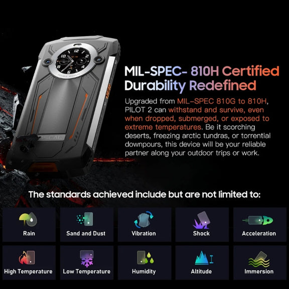 Blackview Oscal PILOT 2, 8GB+256GB, IP68/IP69K/MIL-STD-810H, 6.5 inch Android 14 MediaTek MT6789 Octa Core, Network: 4G, OTG, NFC (Orange)
