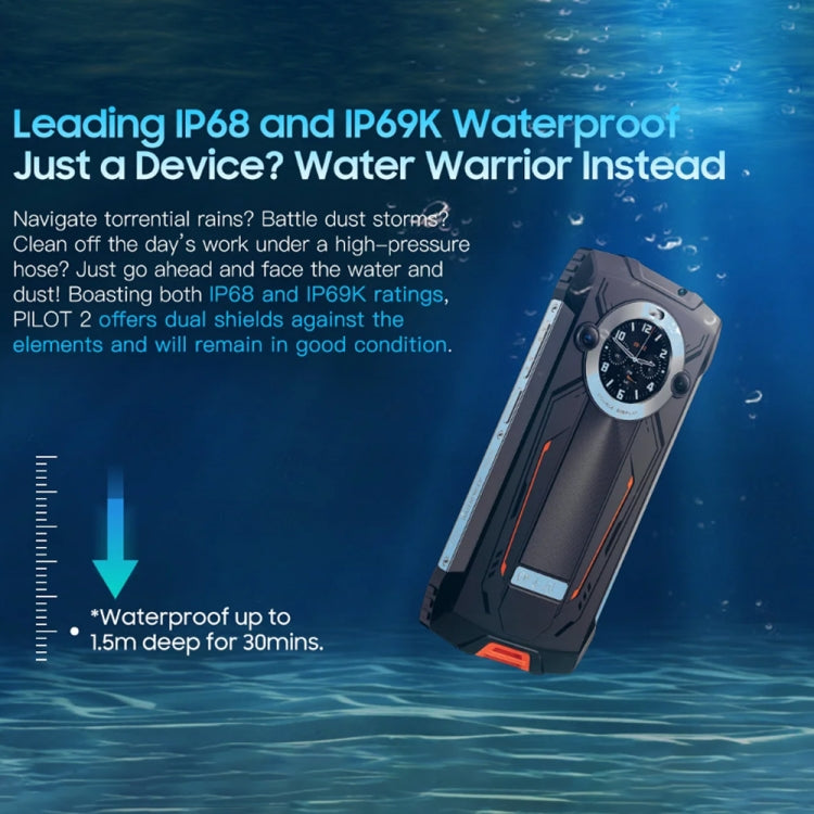 Blackview Oscal PILOT 2, 8GB+256GB, IP68/IP69K/MIL-STD-810H, 6.5 inch Android 14 MediaTek MT6789 Octa Core, Network: 4G, OTG, NFC (Orange)