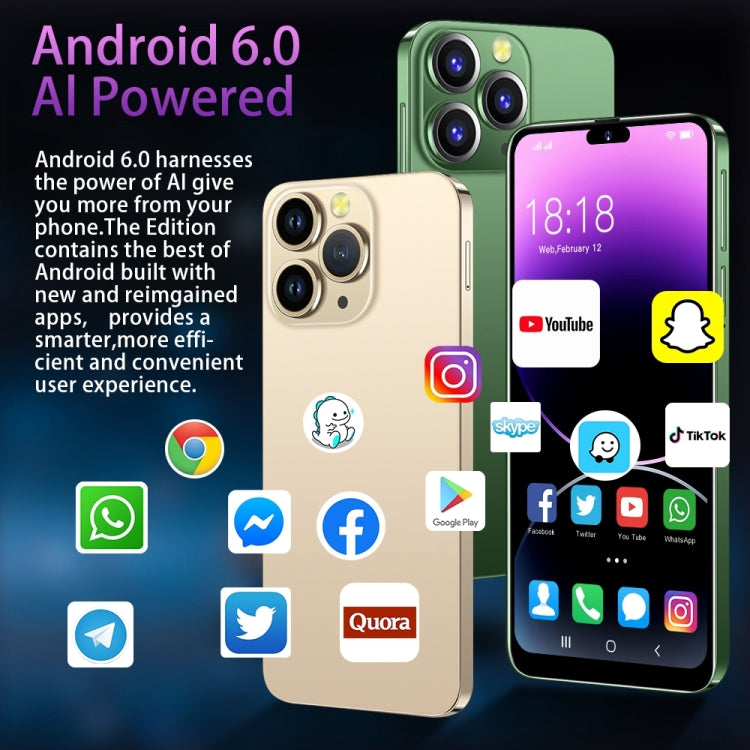 i14 Pro Max N85+, 2GB+16GB, 6.3 inch Screen, Face Identification, Android 6.0 Spreadtrum 7731G Quad Core, Network: 3G, Dual SIM,  with 64GB TF Card(Blue)