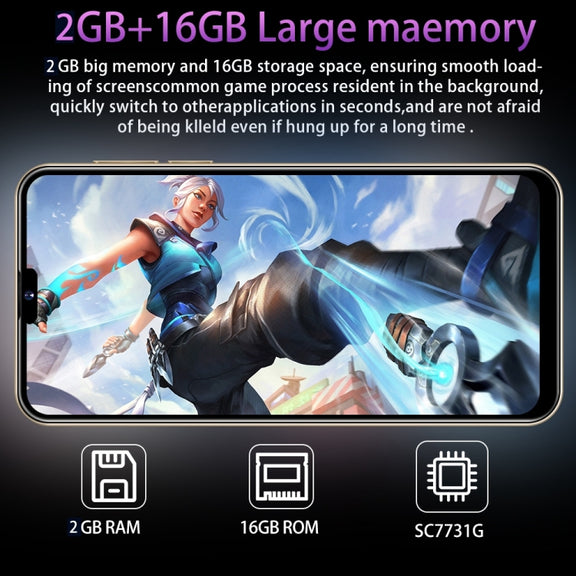 i14 Pro Max N85+, 2GB+16GB, 6.3 inch Screen, Face Identification, Android 6.0 Spreadtrum 7731G Quad Core, Network: 3G, Dual SIM,  with 64GB TF Card(Gold)