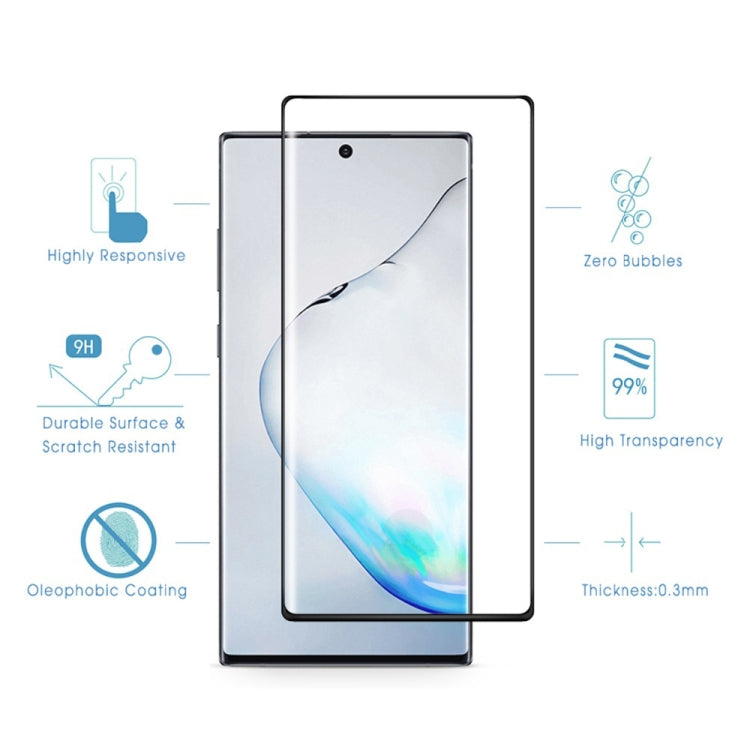 For Galaxy Note 10 3D Curved Edge Glue Curved Full Screen Tempered Glass Film, Fingerprint Unlock Is Supported(Black)