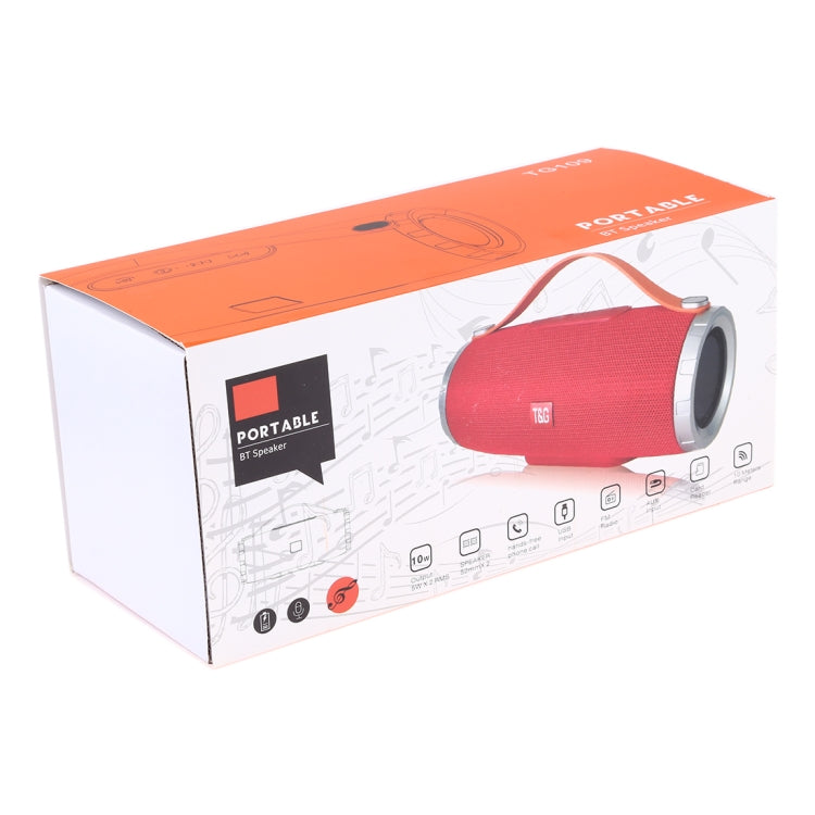 T&G TG109 Portable Wireless Bluetooth V4.2 Stereo Speaker with Handle, Built-in MIC, Support Hands-free Calls & TF Card & AUX IN & FM(Red)