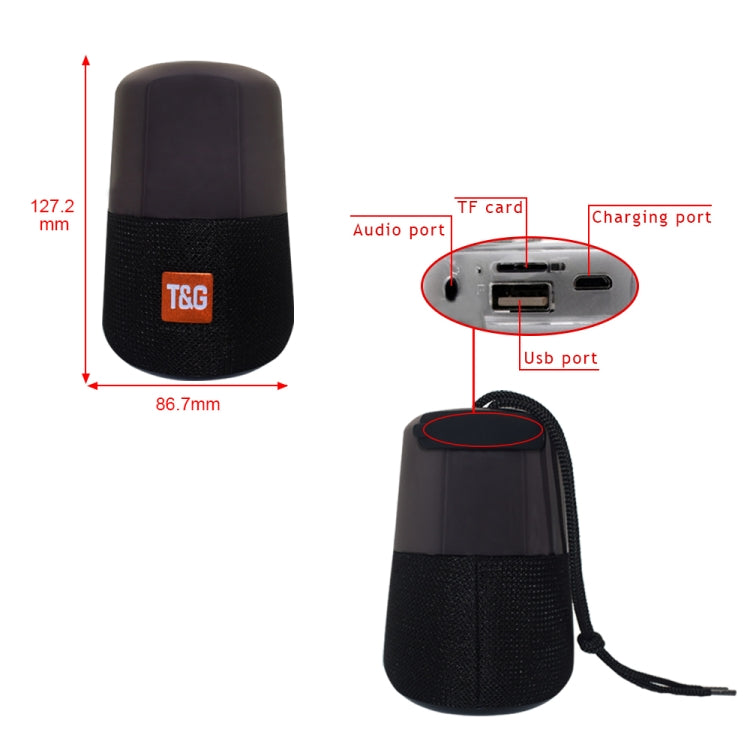 T&G TG168 Portable Wireless Bluetooth V5.0 Stereo Speaker with Handle, Built-in MIC, Support Flashing LED Light & TF Card & U Disk & AUX IN & FM(Cyan)