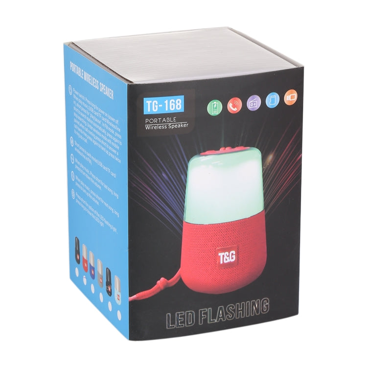T&G TG168 Portable Wireless Bluetooth V5.0 Stereo Speaker with Handle, Built-in MIC, Support Flashing LED Light & TF Card & U Disk & AUX IN & FM(Red)