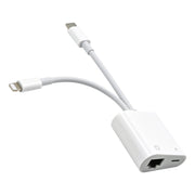 NK-1035 Pro 2 in 1 USB-C / Type-C + 8 Pin Male to RJ45 + 8 Pin Charging Female Interface Adapter