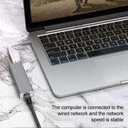 USB-C / Type-C to Fast Ethernet RJ45 & 3 x USB 3.0 Adapter Converter HUB(Grey)