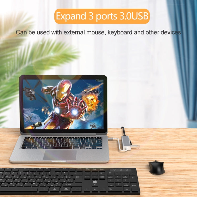 USB-C / Type-C to Fast Ethernet RJ45 & 3 x USB 3.0 Adapter Converter HUB(Grey)