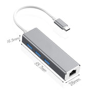 USB-C / Type-C to Gigabit Ethernet RJ45 & 3 x USB 3.0 Adapter Converter HUB, Computer External Tablet Phone Universal(Grey)