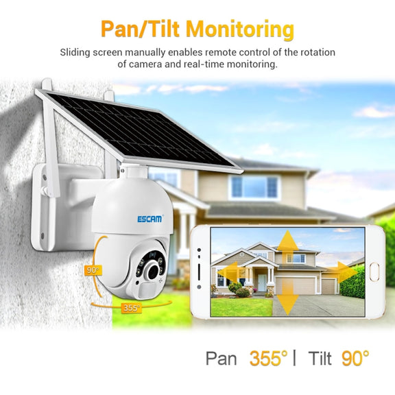 ESCAM QF450 HD 1080P 4G EU Version Solar Powered IP Camera without Memory, Support Two-way Audio & PIR Motion Detection & Night Vision & TF Card