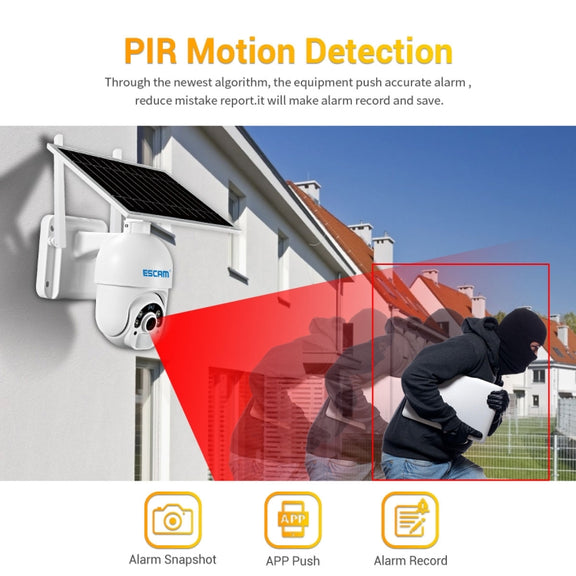 ESCAM QF450 HD 1080P 4G EU Version Solar Powered IP Camera without Memory, Support Two-way Audio & PIR Motion Detection & Night Vision & TF Card