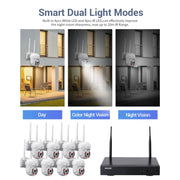 ESCAM WNK718 HD 3.0 Million Pixels 8-channel Wireless + 8IPC Wireless NVR Security System, EU Plug