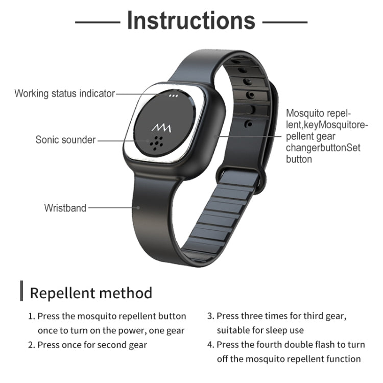 F8 Outdoor Silica Gel Mosquito Repellent Wristband(White)
