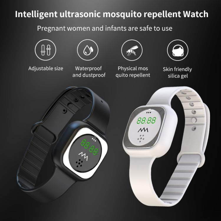 F9 Outdoor Silica Gel Mosquito Repellent Wristband with Clock(Black)