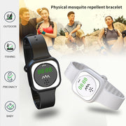 F9 Outdoor Silica Gel Mosquito Repellent Wristband with Clock(White)