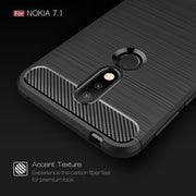 Brushed Texture Carbon Fiber Soft TPU Case for Nokia 7.1(Red)