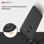 Brushed Texture Carbon Fiber Soft TPU Case for Nokia 7.1(Red)