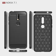 Brushed Texture Carbon Fiber Soft TPU Case for Nokia 7.1(Red)