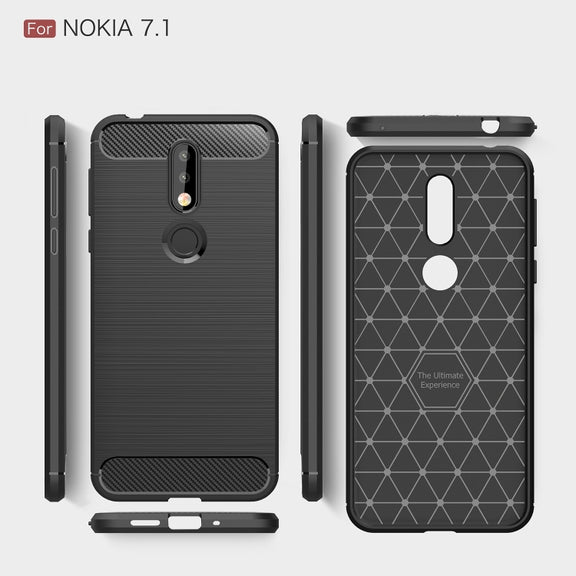 Brushed Texture Carbon Fiber Soft TPU Case for Nokia 7.1(Red)