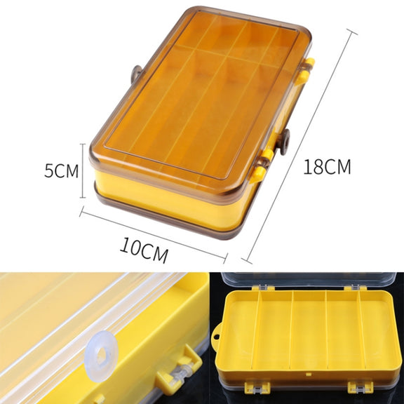 Portable Outdoor Lure Box Transparent Plastic Double-sided Storage Box, Size: 18 x 10 x 5cm(Yellow + White)