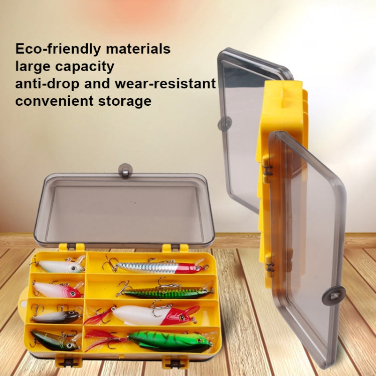 Portable Outdoor Lure Box Transparent Plastic Double-sided Storage Box, Size: 18 x 10 x 5cm(Yellow + White)