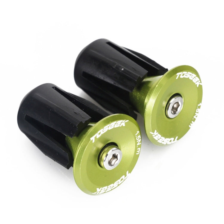 TOSEEK 1 Pair Mountain Bike Handlebar Grips Caps End Plug Aluminum Alloy Bicycle  Bar Ends Plug (Green)