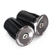 TOSEEK 1 Pair Mountain Bike Handlebar Grips Caps End Plug Aluminum Alloy Bicycle  Bar Ends Plug (Grey)