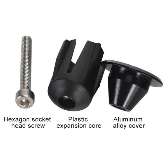 TOSEEK 1 Pair Mountain Bike Handlebar Grips Caps End Plug Aluminum Alloy Bicycle  Bar Ends Plug (Grey)