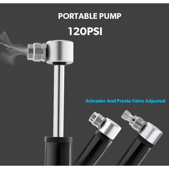 Manual Mini Portable Bicycle Aluminum Alloy Pump + Plastic glue-free tire patch + Tire lever (Black)