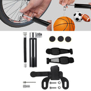 Manual Mini Portable Bicycle Aluminum Alloy Pump + Plastic glue-free tire patch + Tire lever (Black)