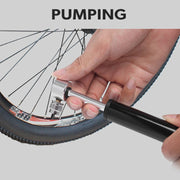 Manual Mini Portable Bicycle Aluminum Alloy Pump + Plastic glue-free tire patch + Tire lever (Red)