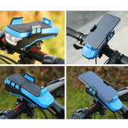 Multifunction 4  in 1 Phone Holder Bicycle Bell Cycling Lamp Flashlight(Black)