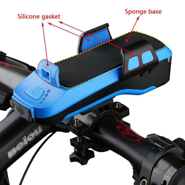 Multifunction 4  in 1 Phone Holder Bicycle Bell Cycling Lamp Flashlight(Blue)