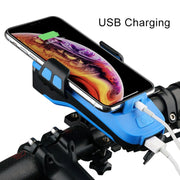 Multifunction 4  in 1 Phone Holder Bicycle Bell Cycling Lamp Flashlight(Red)