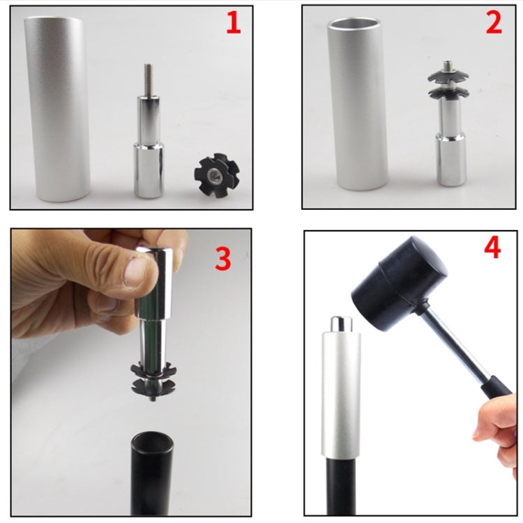 BIKERSAY BT042T Bicycle Fork Star Nut Installation Tool Bowl Set Toothless Bike Sunflower Installation Tools with Rubber Hammer