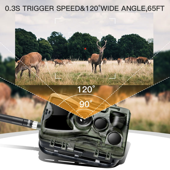 HC801M 2G GSM Water-resistant IP66 IR Night Vision Security Hunting Trail Camera, 120 Degree PIR Angle