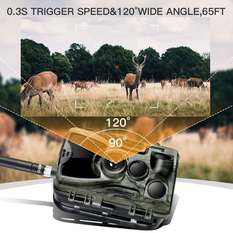 HC801M 2G GSM Water-resistant IP66 IR Night Vision Security Hunting Trail Camera, 120 Degree PIR Angle