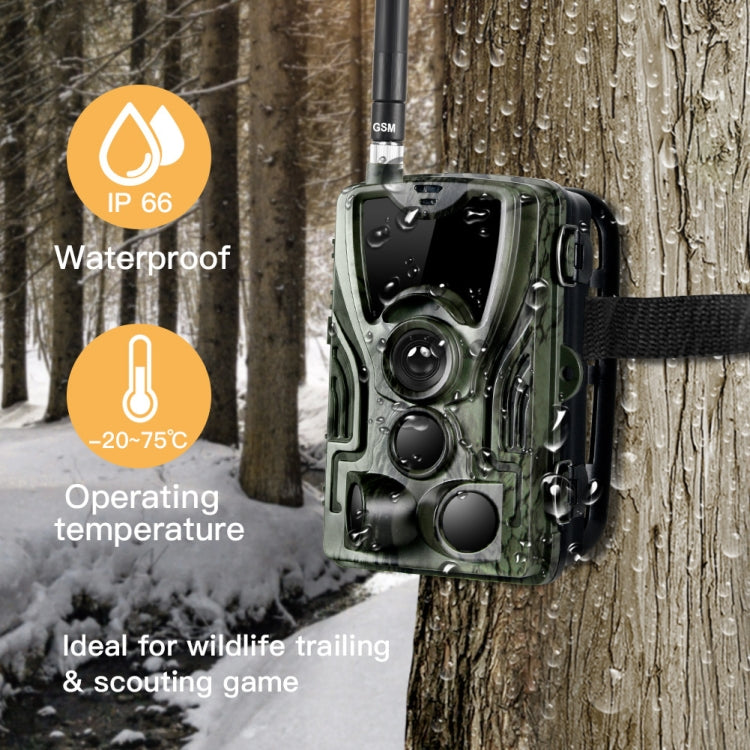 HC801M 2G GSM Water-resistant IP66 IR Night Vision Security Hunting Trail Camera, 120 Degree PIR Angle