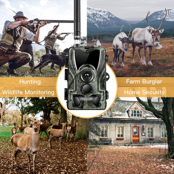 HC801M 2G GSM Water-resistant IP66 IR Night Vision Security Hunting Trail Camera, 120 Degree PIR Angle