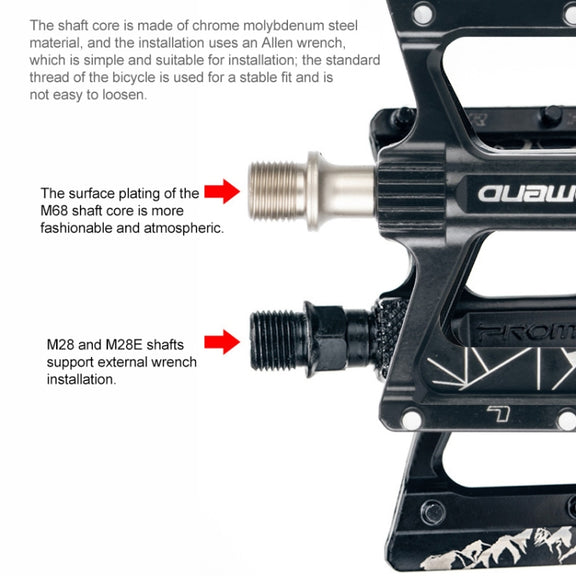 PROMEND PD-M28 1 Pair Bicycle Aluminum Alloy DU Bearings Pedals