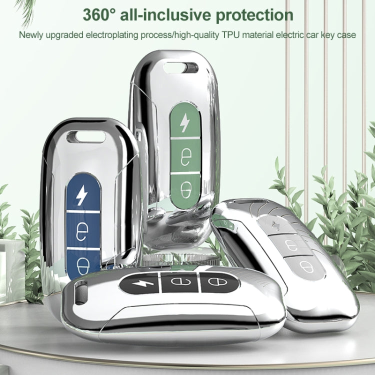 Electric Vehicle Key Electroplated TPU Case For AIMA C (Blue)