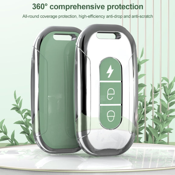 Electric Vehicle Key Electroplated TPU Case For AIMA C (Blue)