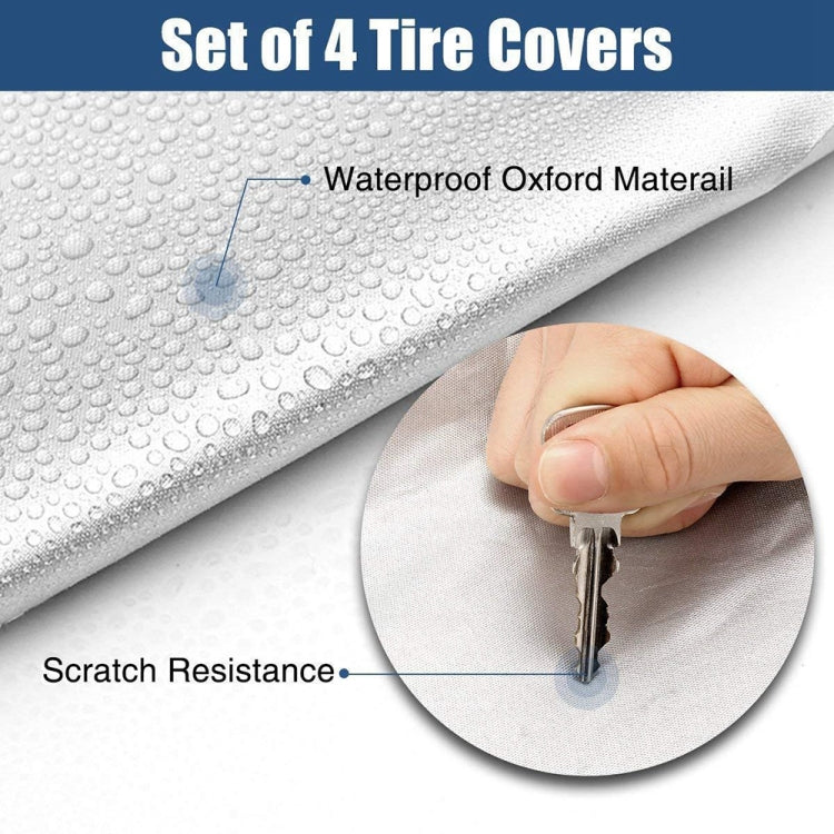 4PCS 210D Oxford Cloth RV Caravan Tire Dustproof and Water-resistant Cover For 27-29 inch (Silver)