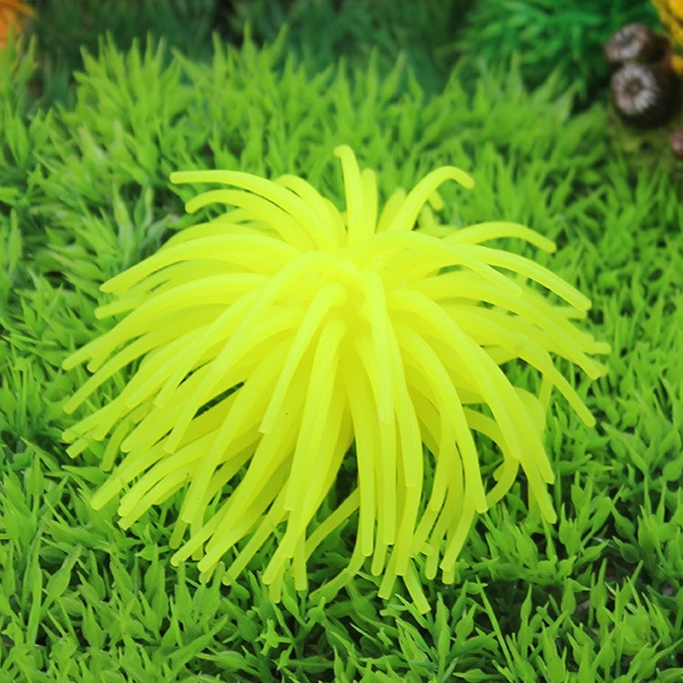 Aquarium Articles Decoration TPR Simulation Sea Urchin Ball Coral, Size: L, Diameter: 13cm(Yellow)